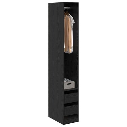 Wardrobe with Drawer Black Oak 50 x 30 x 200 cm Engineered Wood