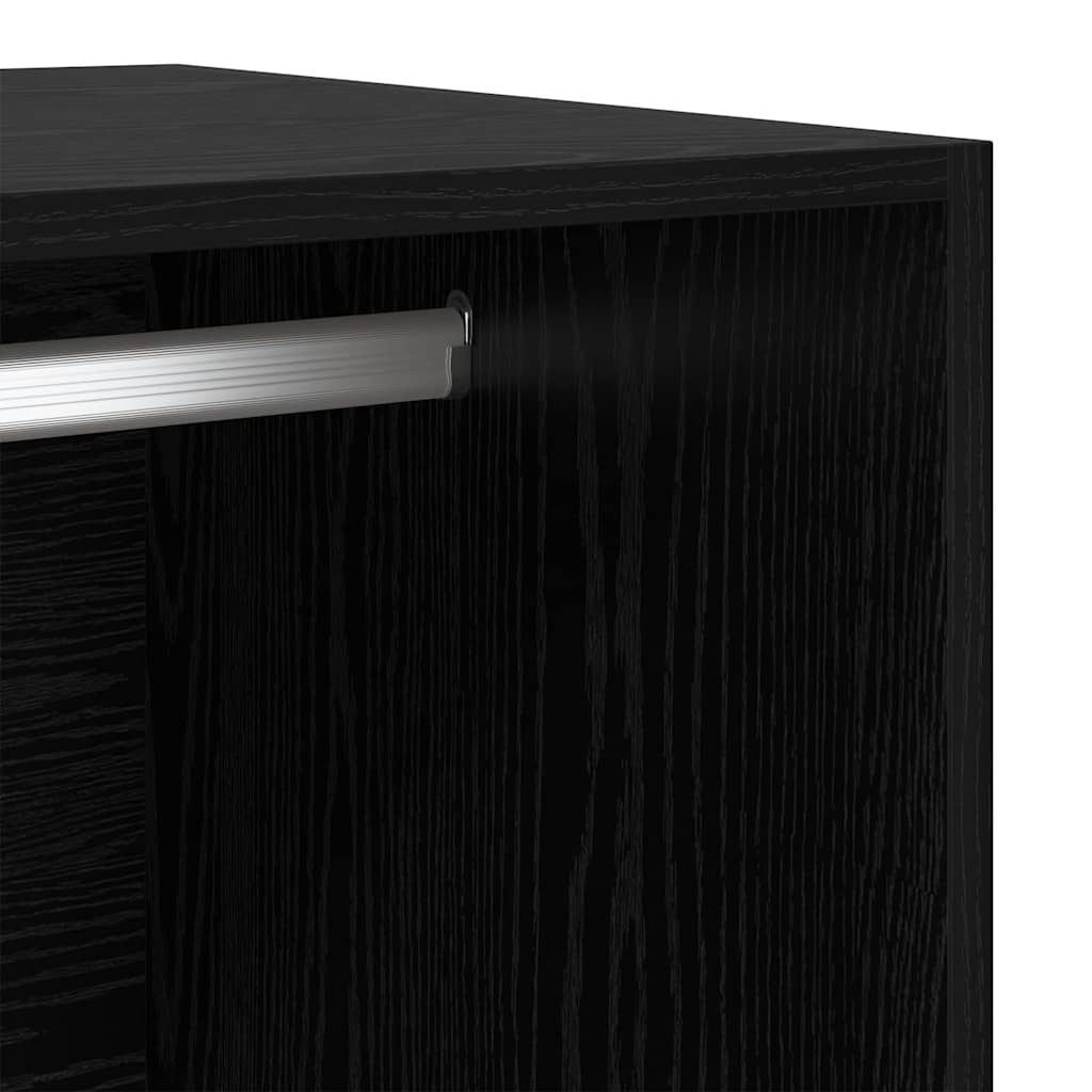 Wardrobe with Drawer Black Oak 80 x 50 x 200 cm Engineered Wood