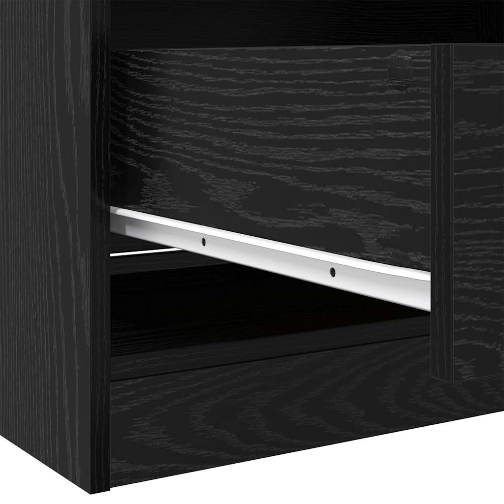 Wardrobe with Drawer Black Oak 80 x 50 x 200 cm Engineered Wood
