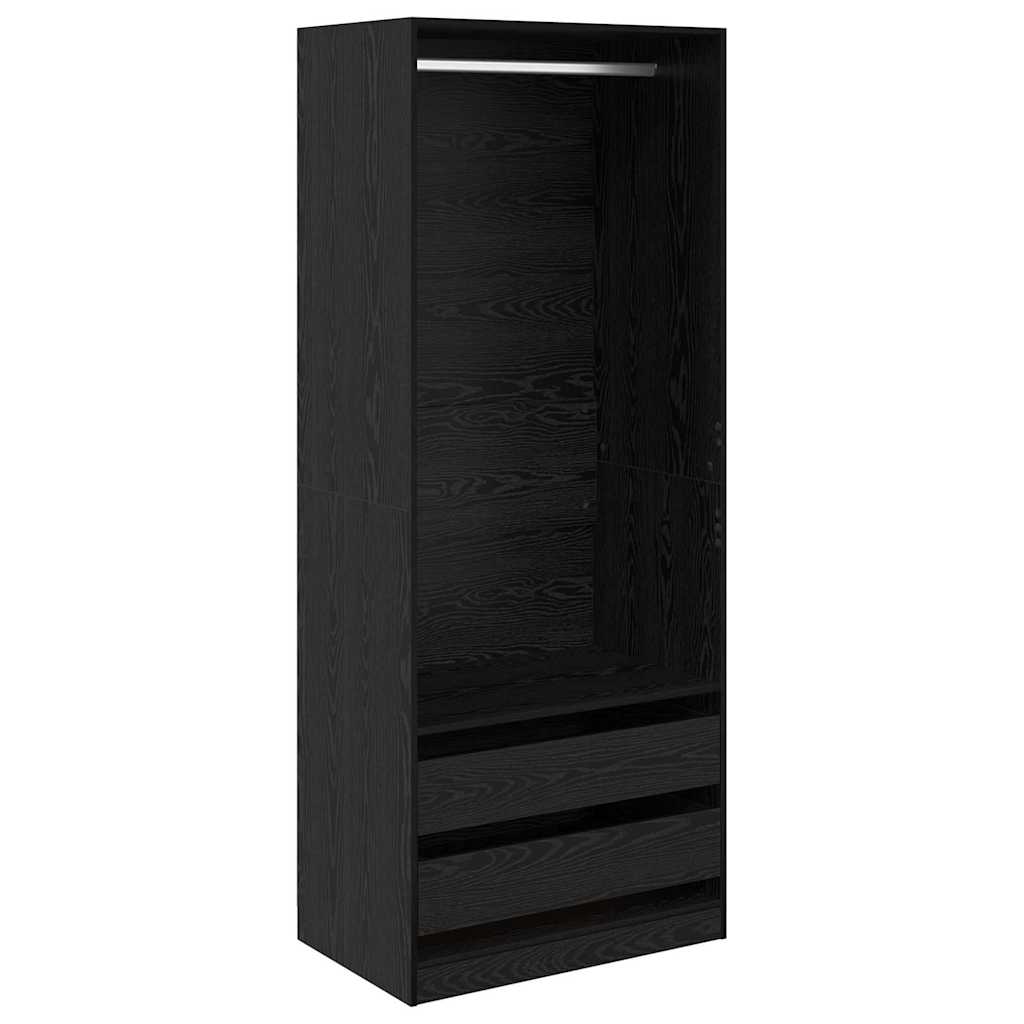 Wardrobe with Drawer Black Oak 80 x 50 x 200 cm Engineered Wood