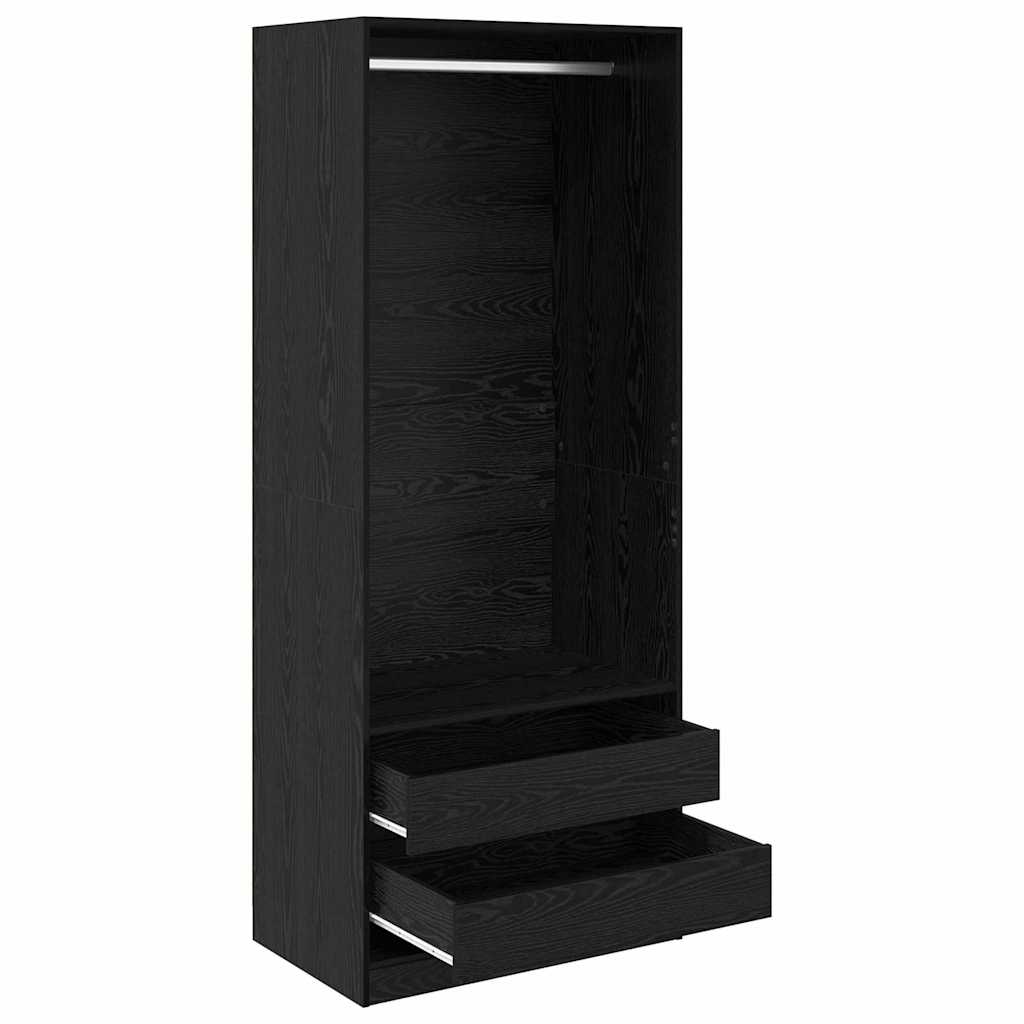 Wardrobe with Drawer Black Oak 80 x 50 x 200 cm Engineered Wood