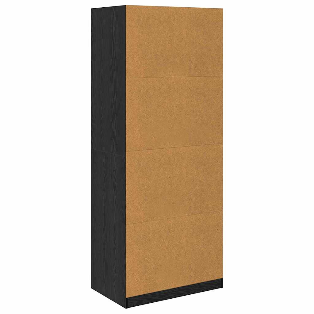 Wardrobe with Drawer Black Oak 80 x 50 x 200 cm Engineered Wood