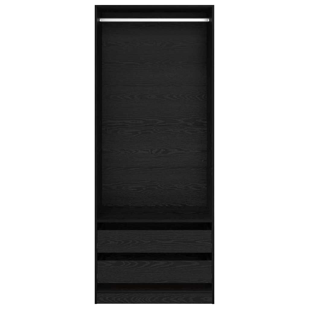 Wardrobe with Drawer Black Oak 80 x 50 x 200 cm Engineered Wood