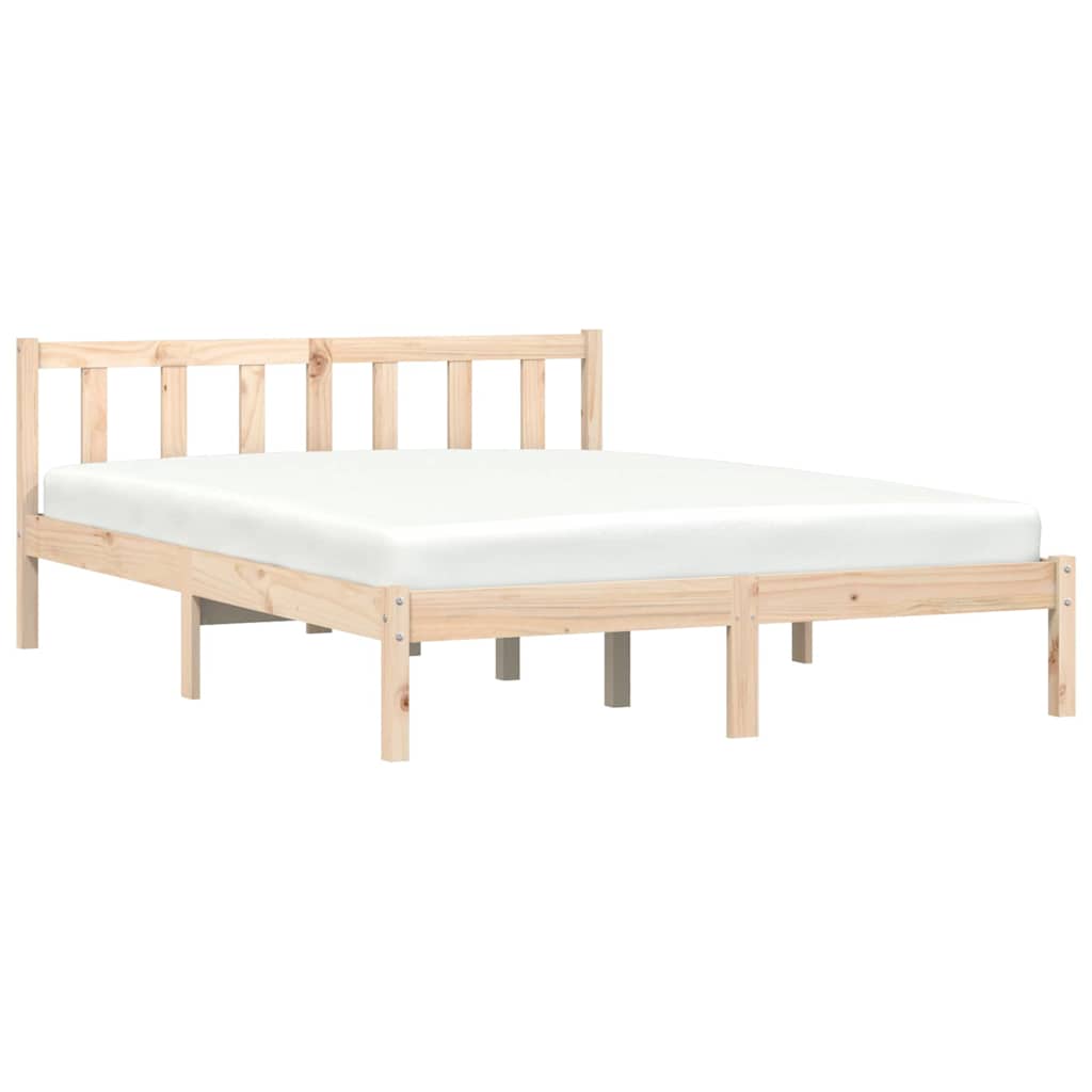 Bed Frame Natural 152 x 203 cm Solid Pine Wood