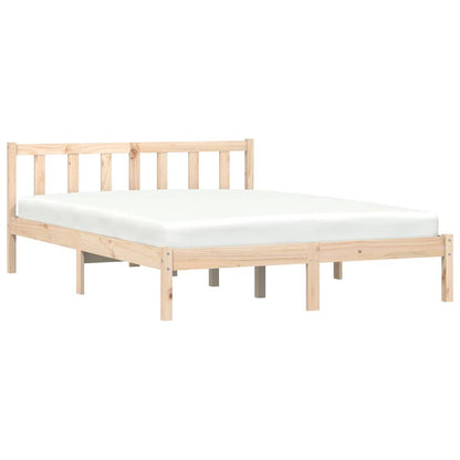 Bed Frame Natural 152 x 203 cm Solid Pine Wood