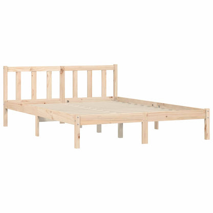 Bed Frame Natural 152 x 203 cm Solid Pine Wood