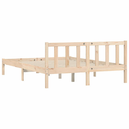 Bed Frame Natural 152 x 203 cm Solid Pine Wood