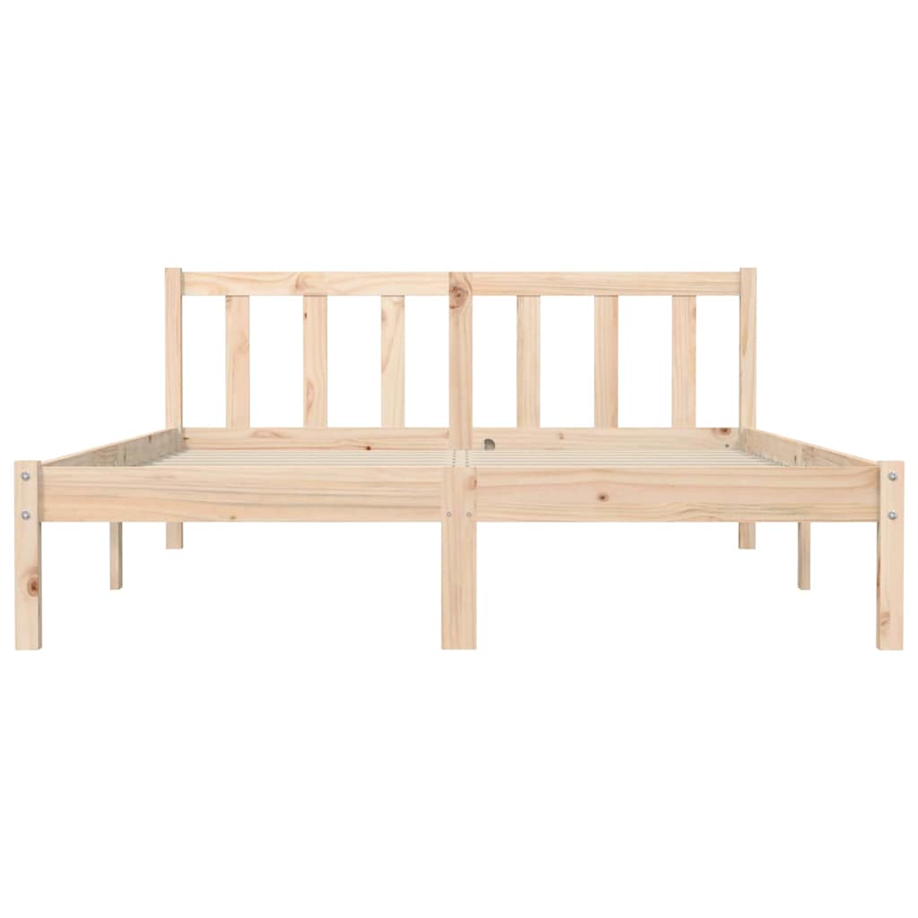 Bed Frame Natural 152 x 203 cm Solid Pine Wood