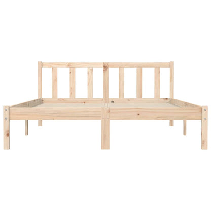 Bed Frame Natural 152 x 203 cm Solid Pine Wood