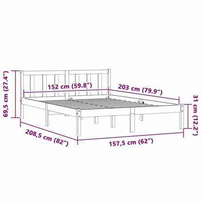 Bed Frame Natural 152 x 203 cm Solid Pine Wood