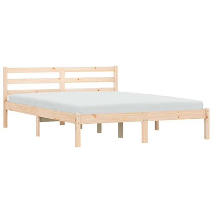 Bed Frame Natural 208.5 x 157.5 x 69.5 cm Solid Pine Wood