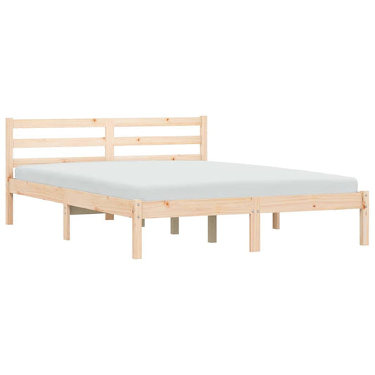Bed Frame Natural 208.5 x 157.5 x 69.5 cm Solid Pine Wood