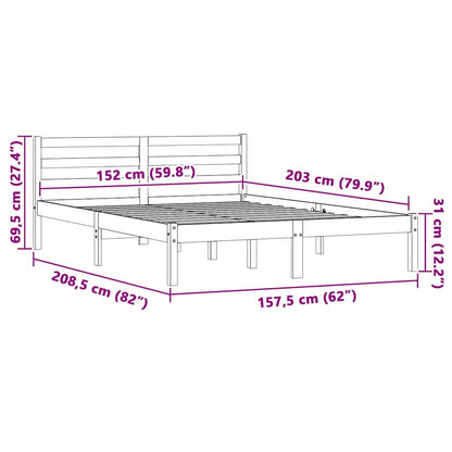 Bed Frame Natural 208.5 x 157.5 x 69.5 cm Solid Pine Wood