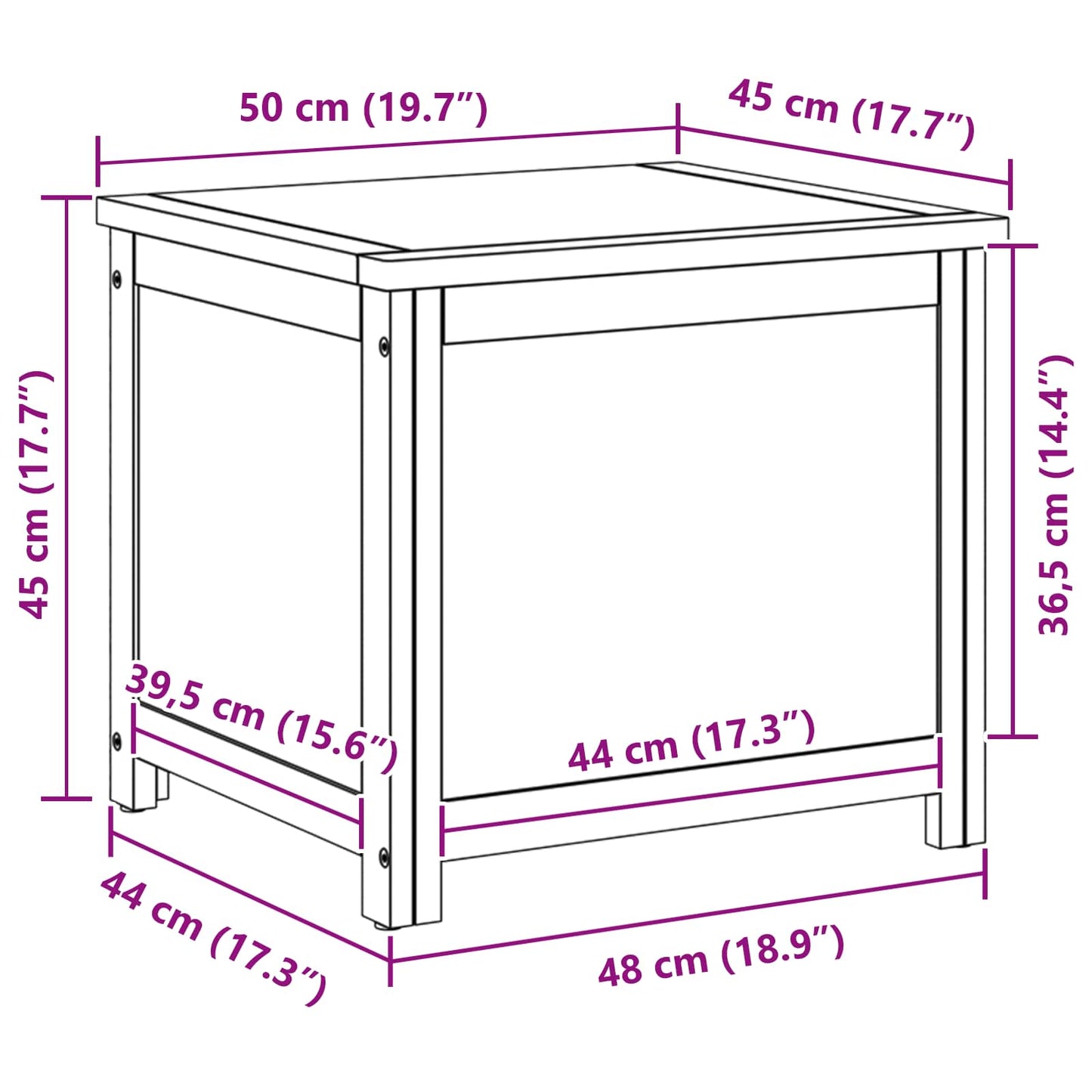 Storage Box 50 x 45 x 45 cm Engineered Wood with Oak Veneer