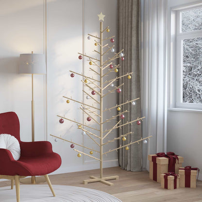 Wooden Christmas Tree with Stand Natural 210 cm Solid pine wood