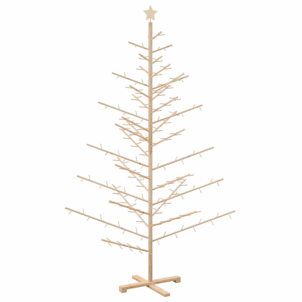 Wooden Christmas Tree with Stand Natural 210 cm Solid pine wood