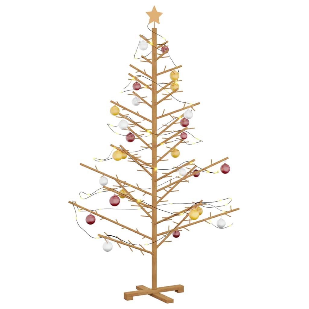 Wooden Christmas Tree with Stand Brown 180 cm Solid pine wood