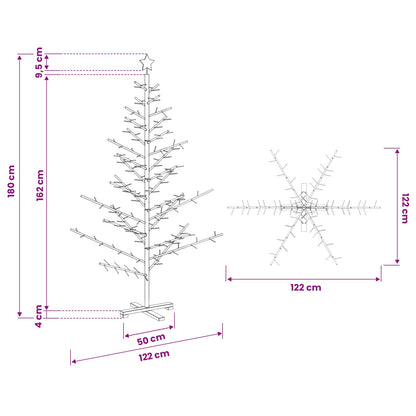 Wooden Christmas Tree with Stand Brown 180 cm Solid pine wood