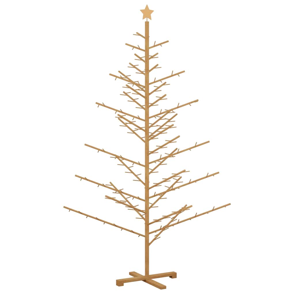 Wooden Christmas Tree with Stand Brown 210 cm Solid pine wood