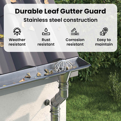 Gutter Leaf Guard 2 pcs Silver 50 mm Stainless Steel