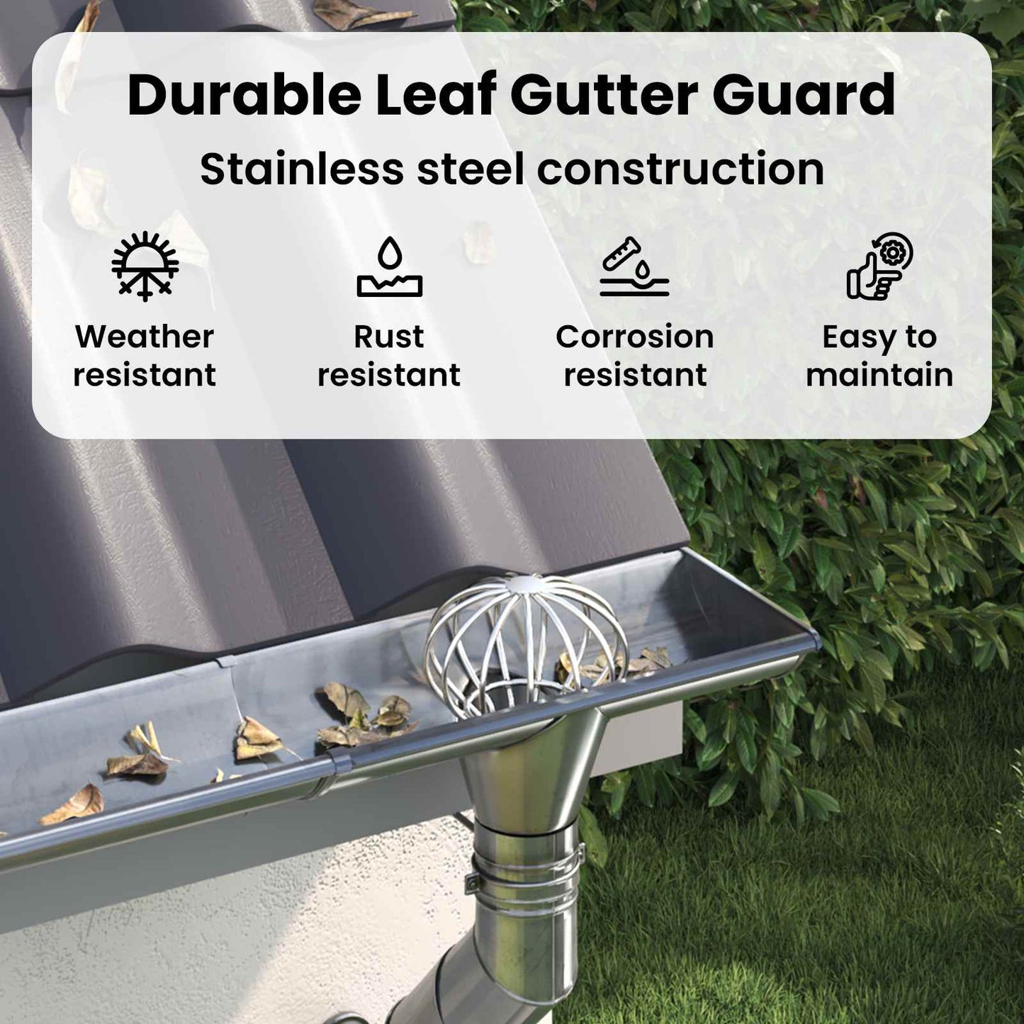 Gutter Leaf Guard 8 pcs Silver 75 mm Stainless Steel