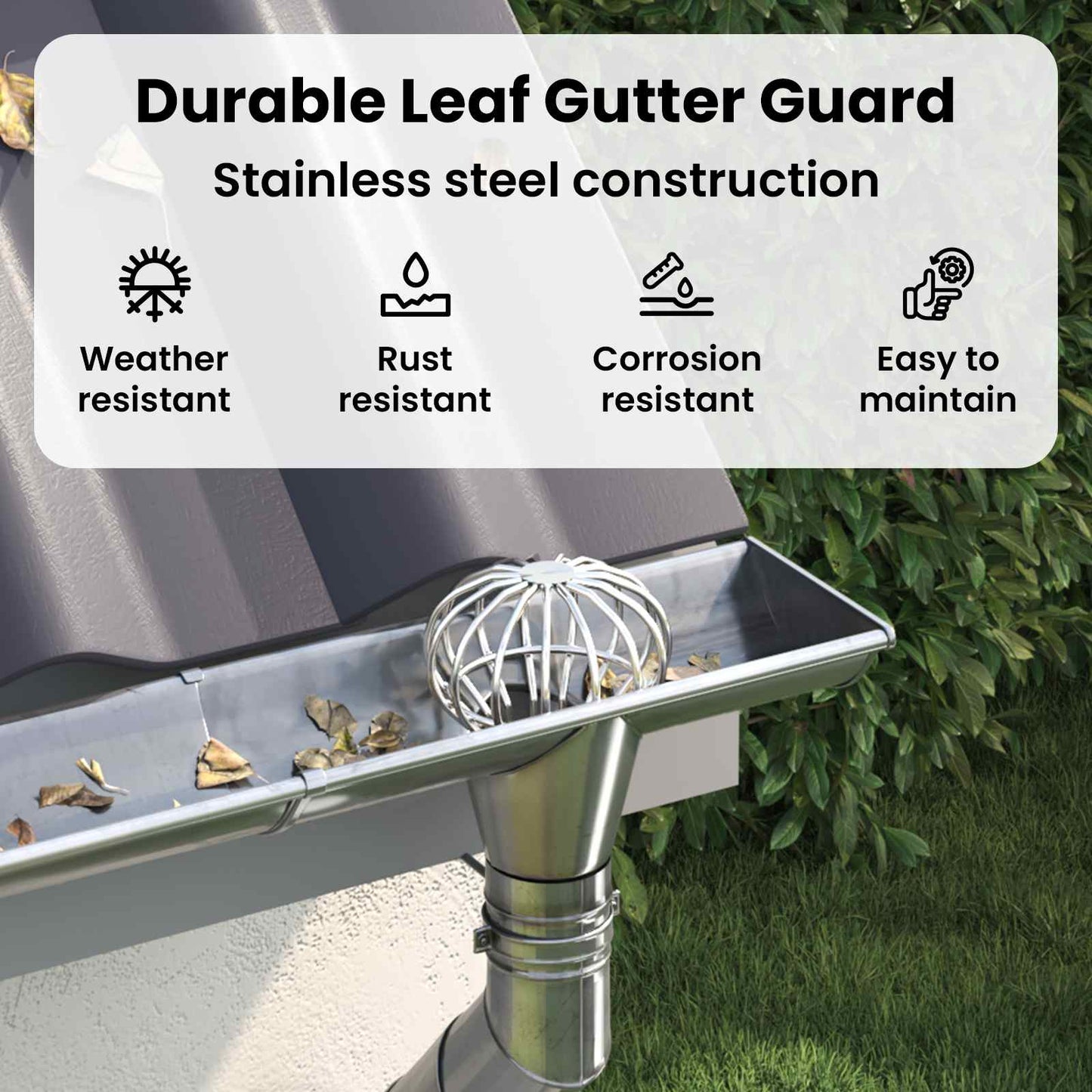 Gutter Leaf Guard 2 pcs Silver 110 mm Stainless Steel
