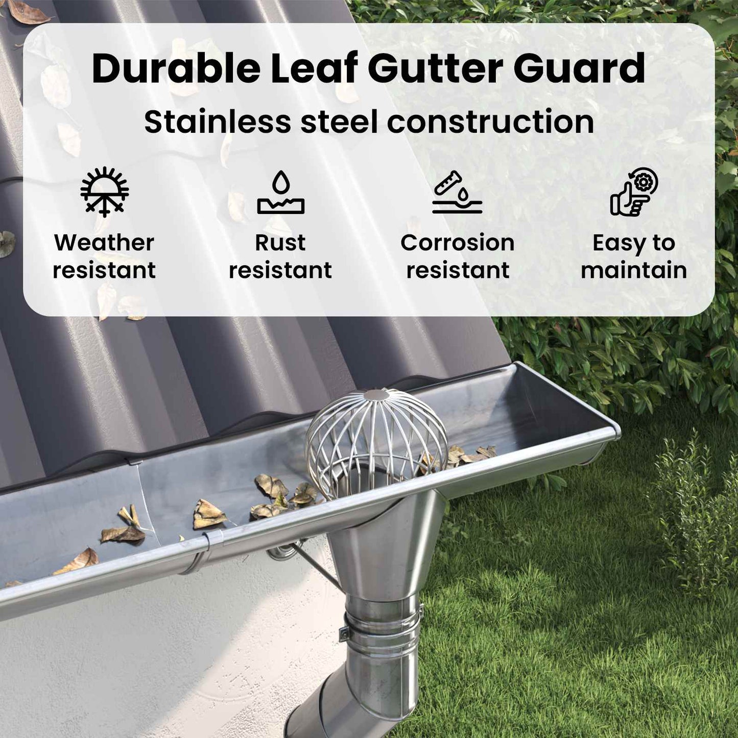 Gutter Leaf Guard 2 pcs Silver 160 mm Stainless Steel