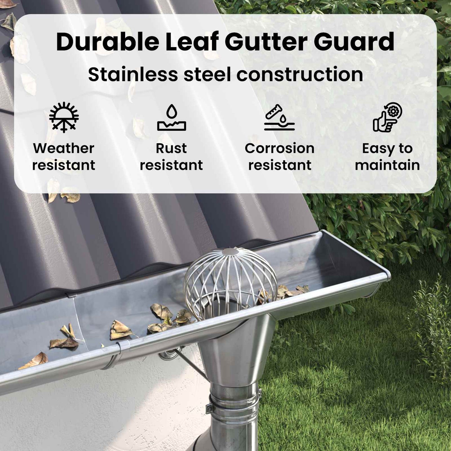 Gutter Leaf Guard 8 pcs Silver 200 mm Stainless Steel