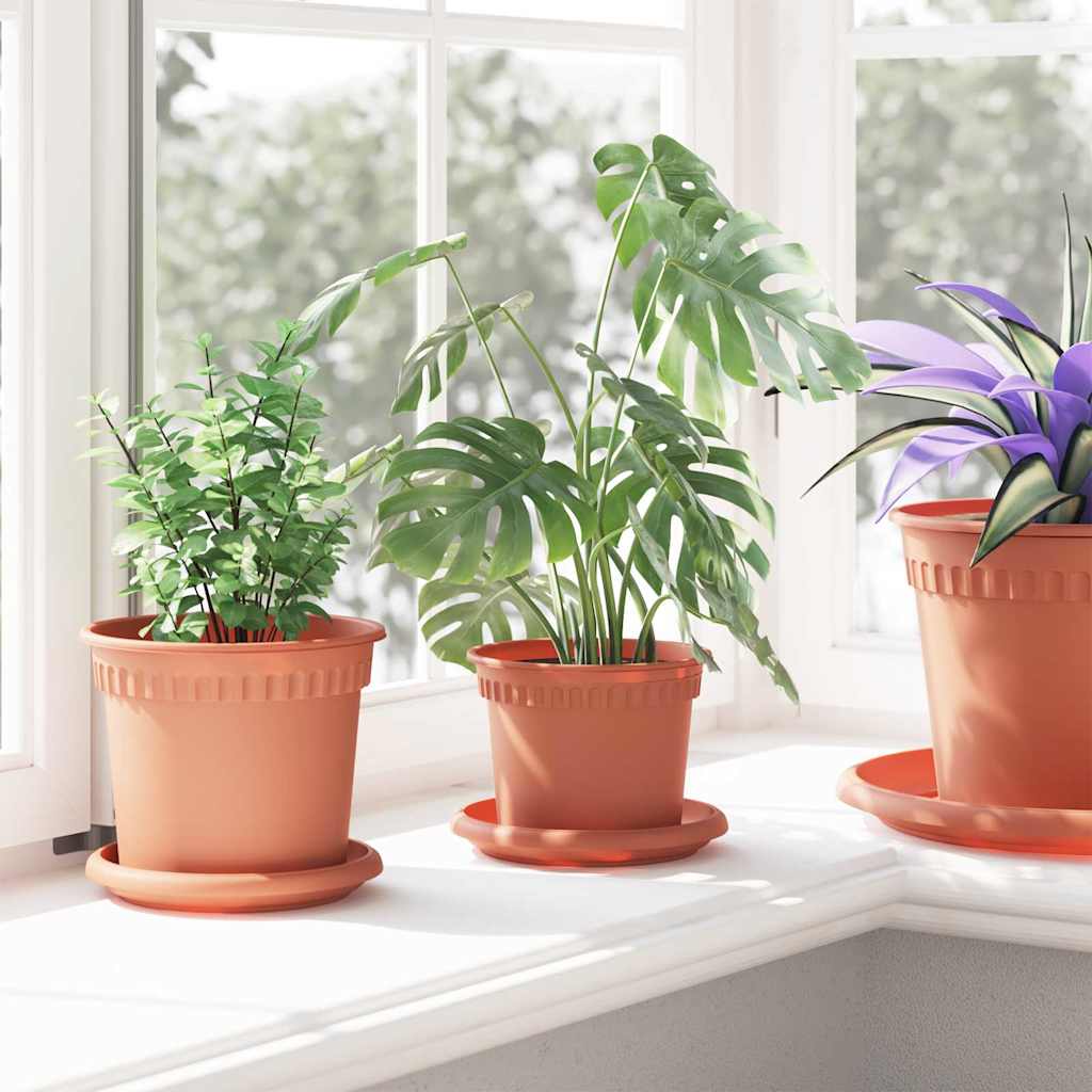 Round Flower Pot 6 pcs Brick Red Ø 12.5 x 10 cm Plastic