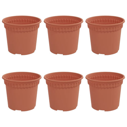 Round Flower Pot 6 pcs Brick Red Ø 12.5 x 10 cm Plastic