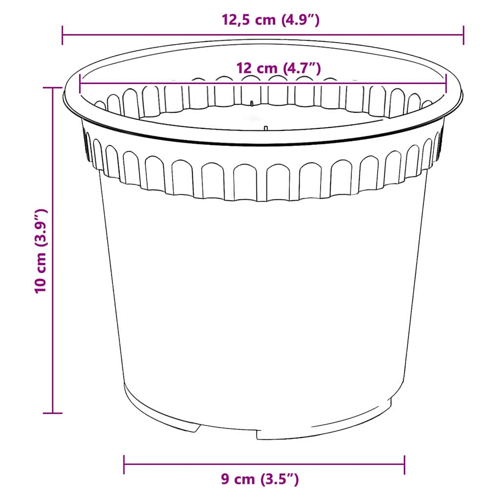 Round Flower Pot 6 pcs Brick Red Ø 12.5 x 10 cm Plastic