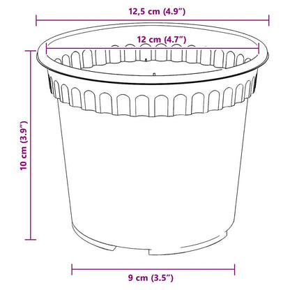 Round Flower Pot 6 pcs Brick Red Ø 12.5 x 10 cm Plastic