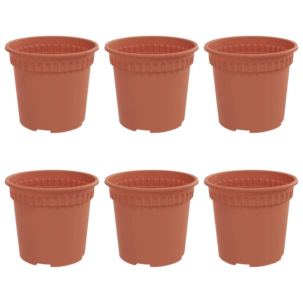Round Flower Pot 6 pcs Brick Red Ø 15 x 12 cm Plastic