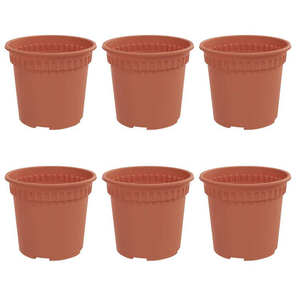 Round Flower Pot 6 pcs Brick Red Ø 15 x 12 cm Plastic