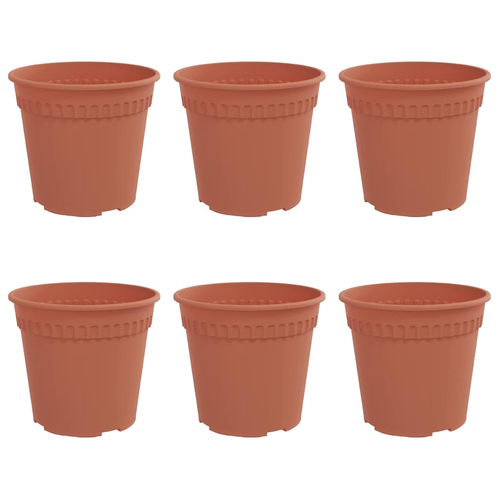 Round Flower Pot 6 pcs Brick Red Ø 17 x 14 cm Plastic