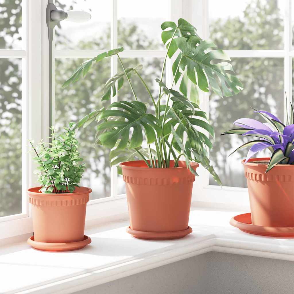 Round Flower Pot 6 pcs Brick Red Ø 19 x 16 cm Plastic