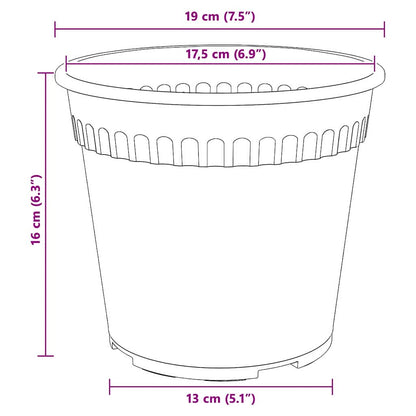 Round Flower Pot 6 pcs Brick Red Ø 19 x 16 cm Plastic