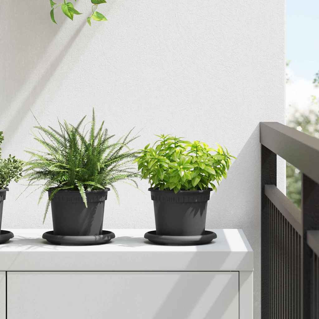 Round Flower Pot 6 pcs Black Ø 12.5 x 10 cm Plastic