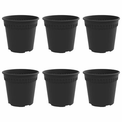 Round Flower Pot 6 pcs Black Ø 17 x 14 cm Plastic