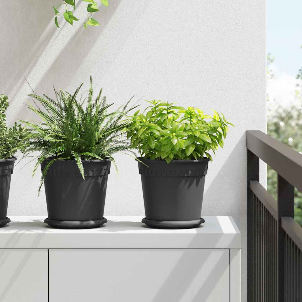 Round Flower Pot 6 pcs Black Ø 19 x 16 cm Plastic