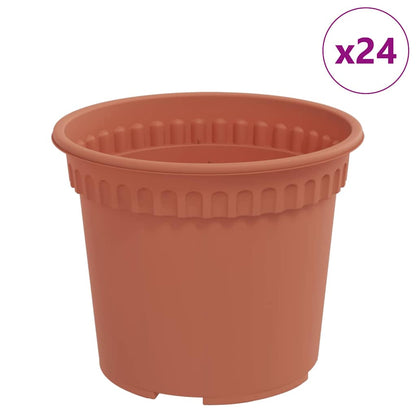 Round Flower Pot 24 pcs Brick Red Ø 12.5 x 10 cm Plastic