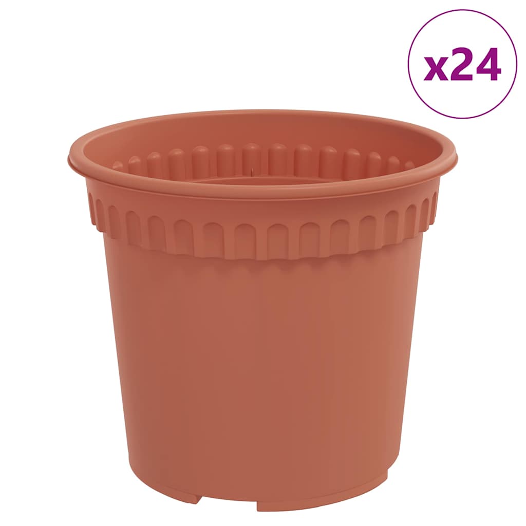 Round Flower Pot 24 pcs Brick Red Ø 15 x 12 cm Plastic