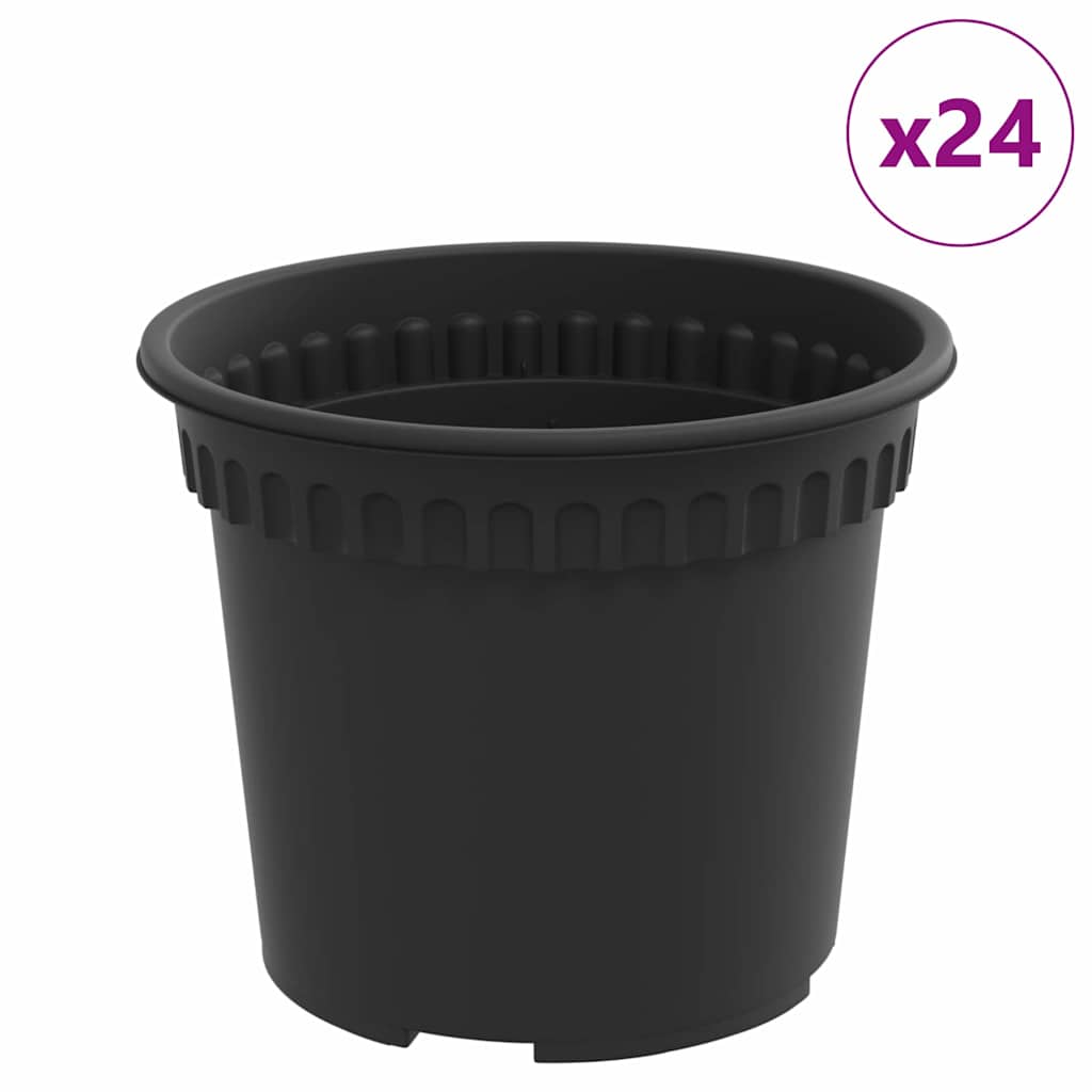 Round Flower Pot 24 pcs Black Ø 12.5 x 10 cm Plastic