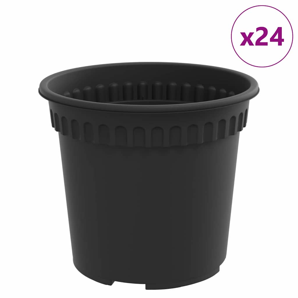 Round Flower Pot 24 pcs Black Ø 15 x 12 cm Plastic