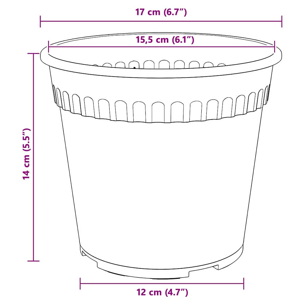 Round Flower Pot 24 pcs Black Ø 17 x 14 cm Plastic