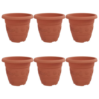 Round Flower Pot 6 pcs Brick Red Ø 22 x 18 cm Plastic