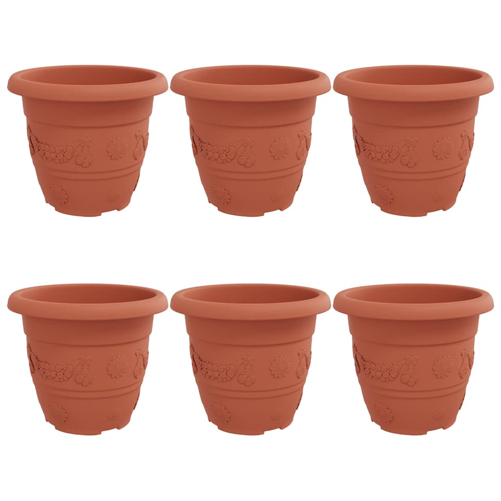 Round Flower Pot 6 pcs Brick Red Ø 30 x 25 cm Plastic