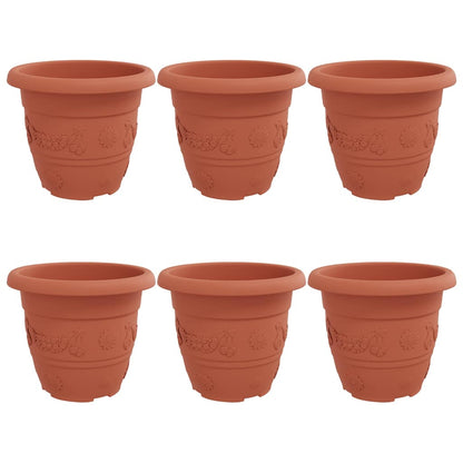 Round Flower Pot 6 pcs Brick Red Ø 30 x 25 cm Plastic