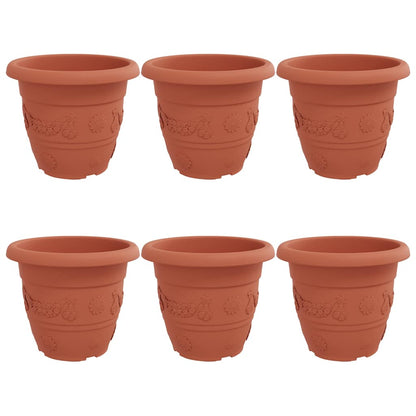 Round Flower Pot 6 pcs Brick Red Ø 34 x 28 cm Plastic