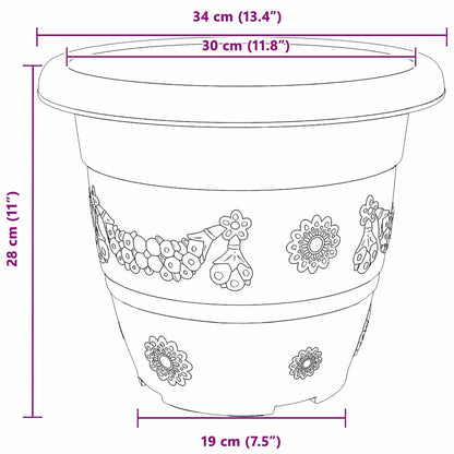 Round Flower Pot 6 pcs Brick Red Ø 34 x 28 cm Plastic